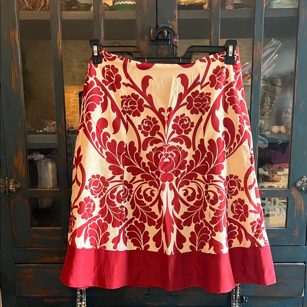Elegant Ann Taylor Burnt Orange/Red Floral Women's Skirt size 0